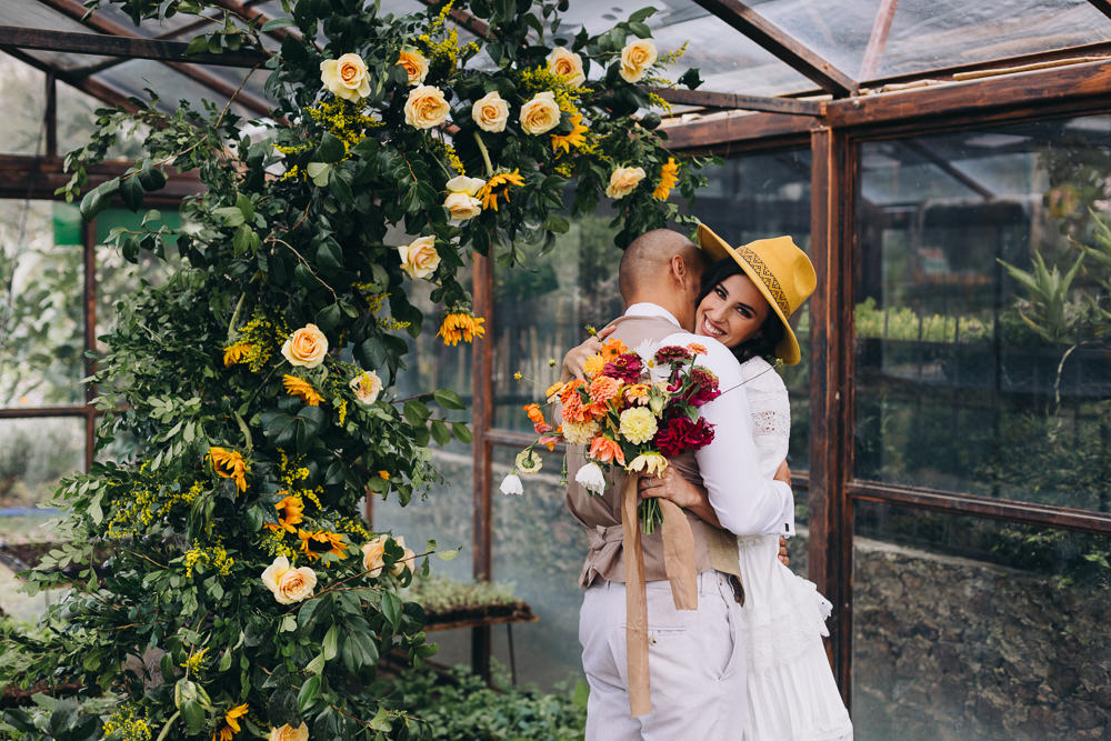 Farm To Table Wedding Carito Photography Flower Arch Installation Greenhouse Cermeony Backdrop