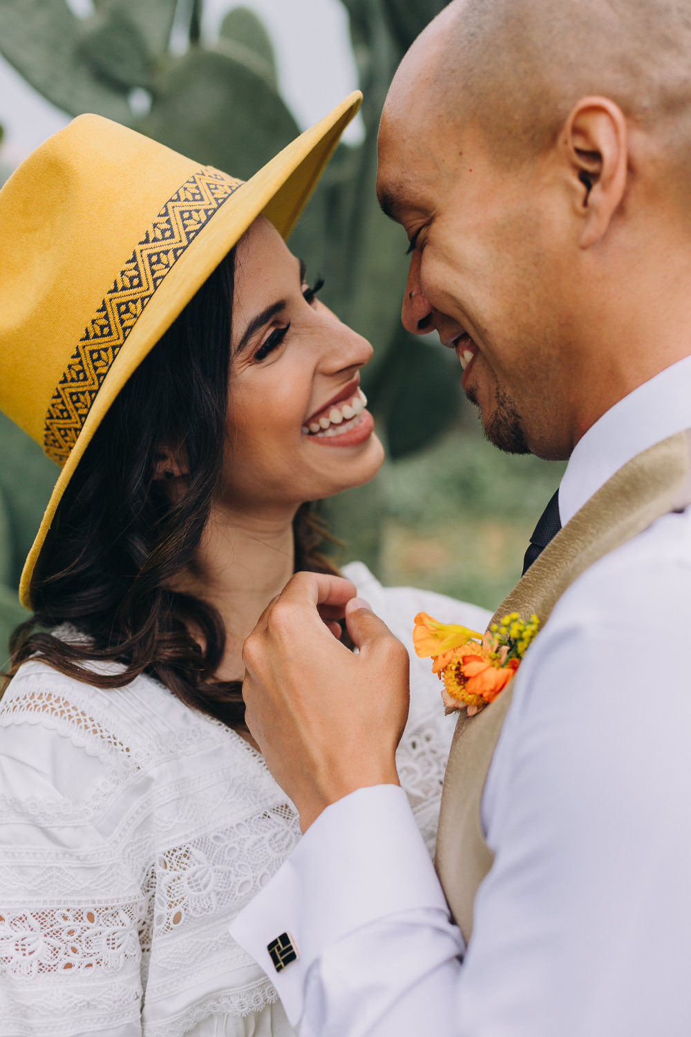 Bride Bridal Yellow Hat Farm To Table Wedding Carito Photography