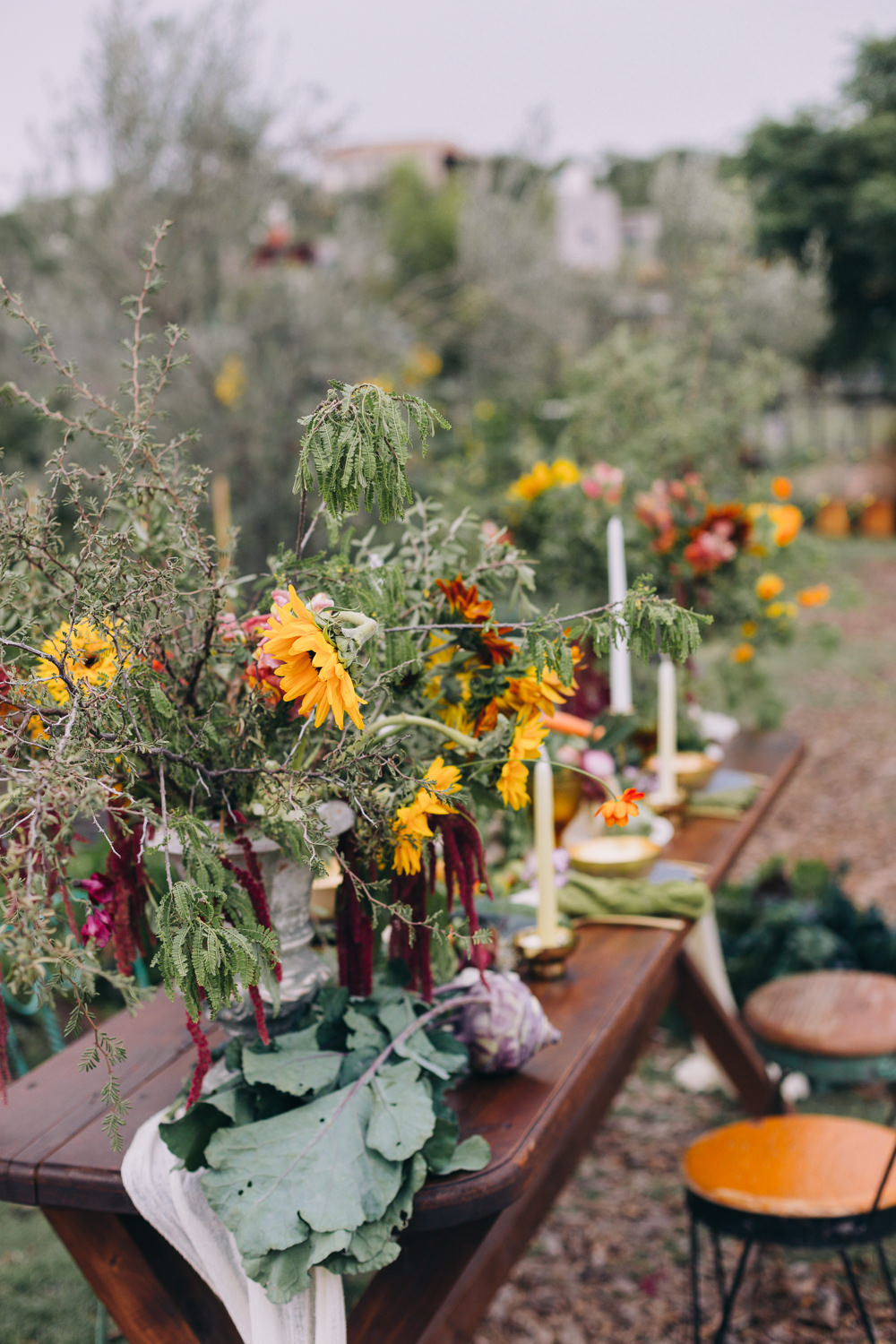 Table Tablescape Decor Candles Vegetables Flowers Farm To Table Wedding Carito Photography