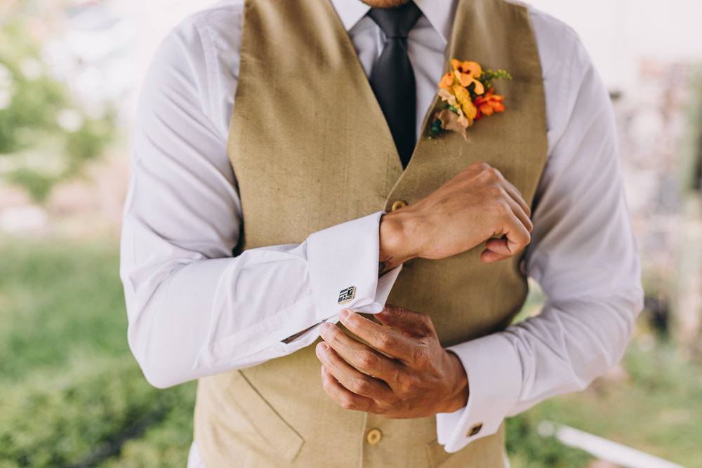 Groom Waistcoat Tie Buttonhole Farm To Table Wedding Carito Photography