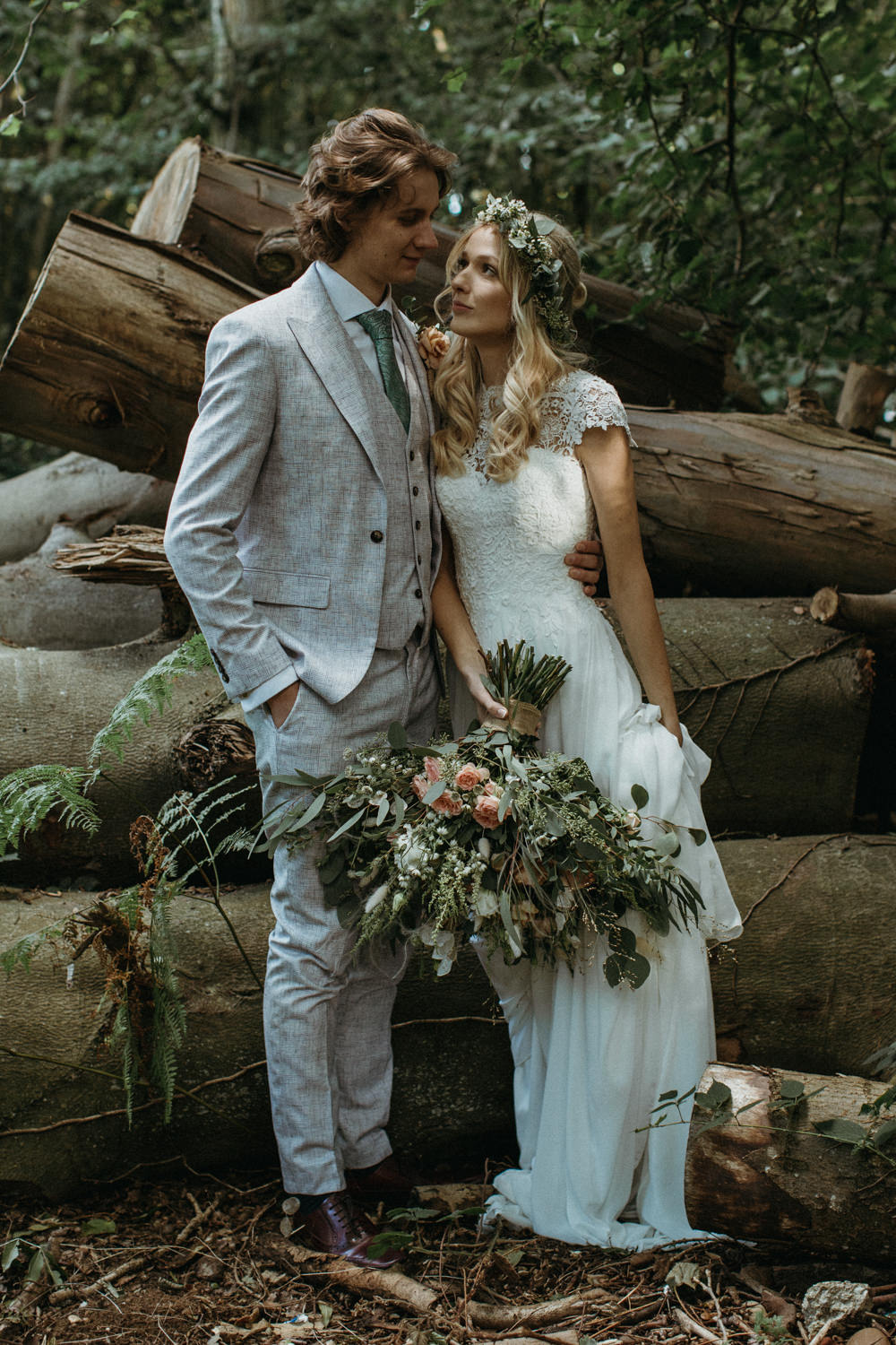 Groom Suit Grey Green Tie Garden Marquee Wedding Only Lovers Photography
