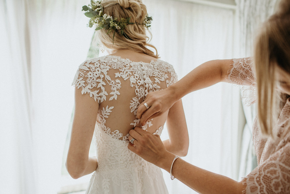 Dress Gown Bride Bridal Lace Illusion Back Garden Marquee Wedding Only Lovers Photography