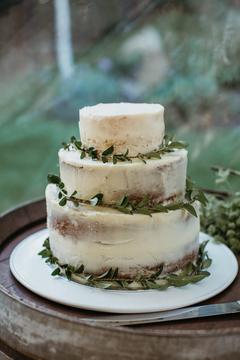 Buttercream Semi Naked Cake Greenery Garden Marquee Wedding Only Lovers Photography