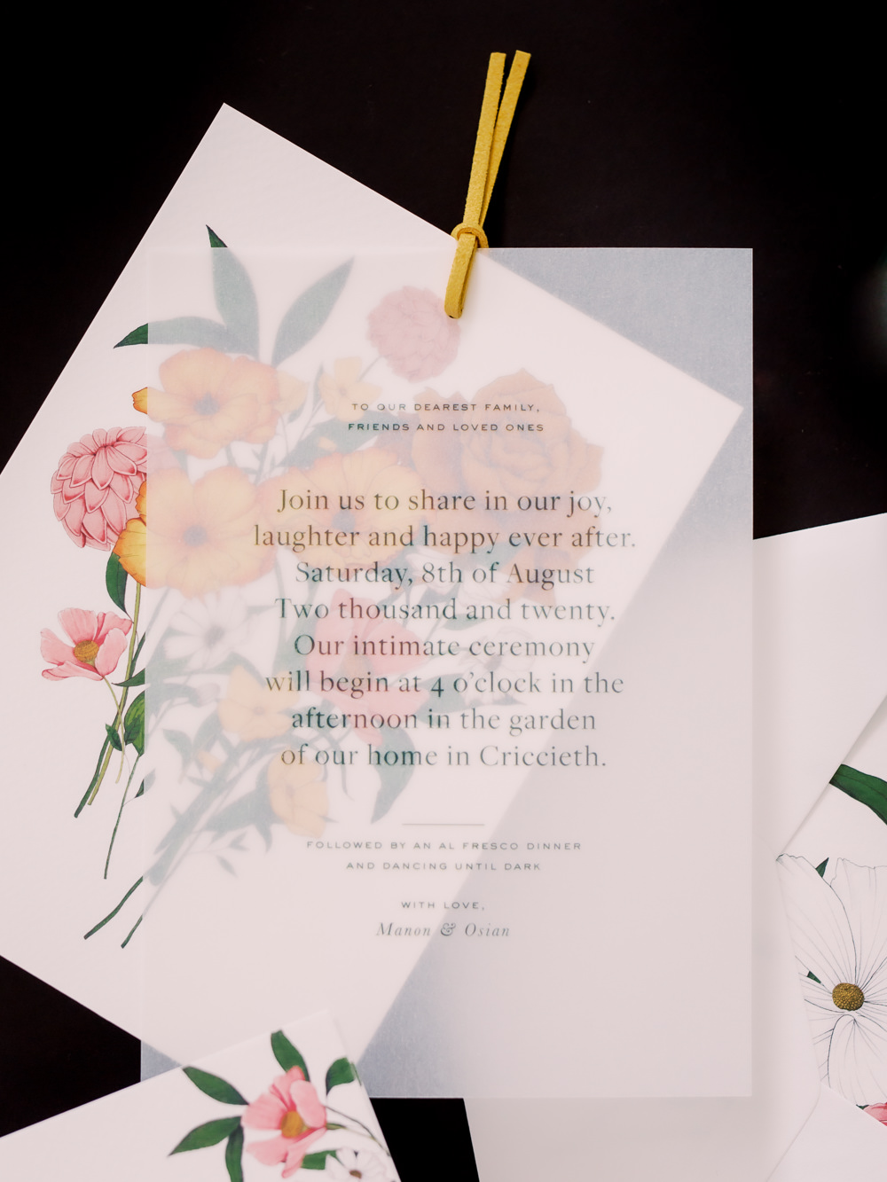 Stationery Invite Invitation Fruit Flowers Garden Picnic Wedding Heledd Roberts Photography