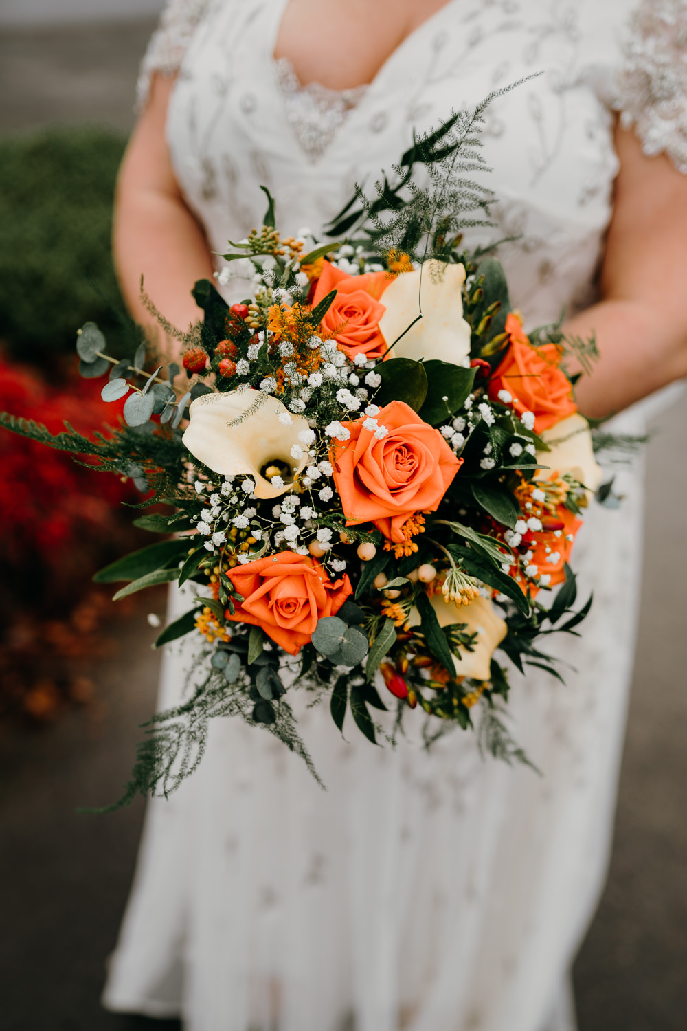 Bouquet Flowers Orange Rose Bride Bridal Gretna Green Elopement Sawyer & Sawyer Photography