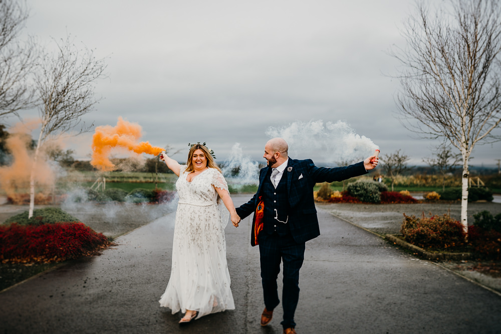 Gretna Green Elopement Sawyer & Sawyer Photography Smoke Bomb Orange