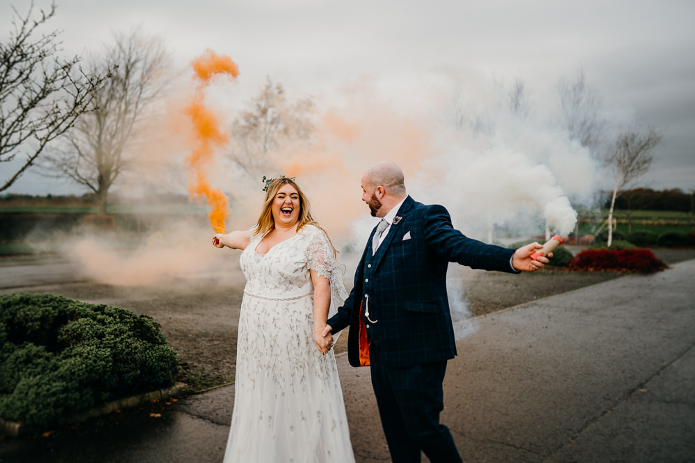 Gretna Green Elopement Sawyer & Sawyer Photography Smoke Bomb Orange