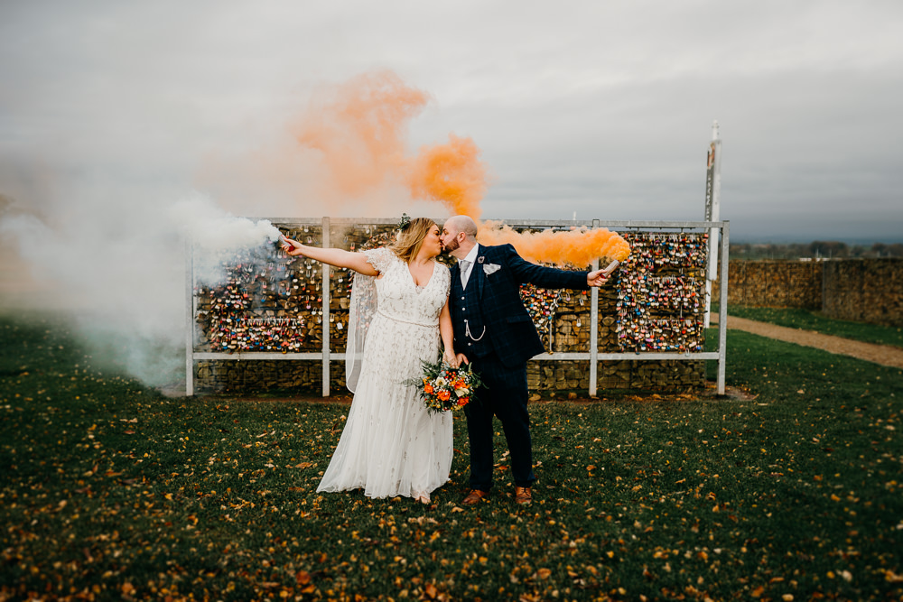 Gretna Green Elopement Sawyer & Sawyer Photography Smoke Bomb Orange