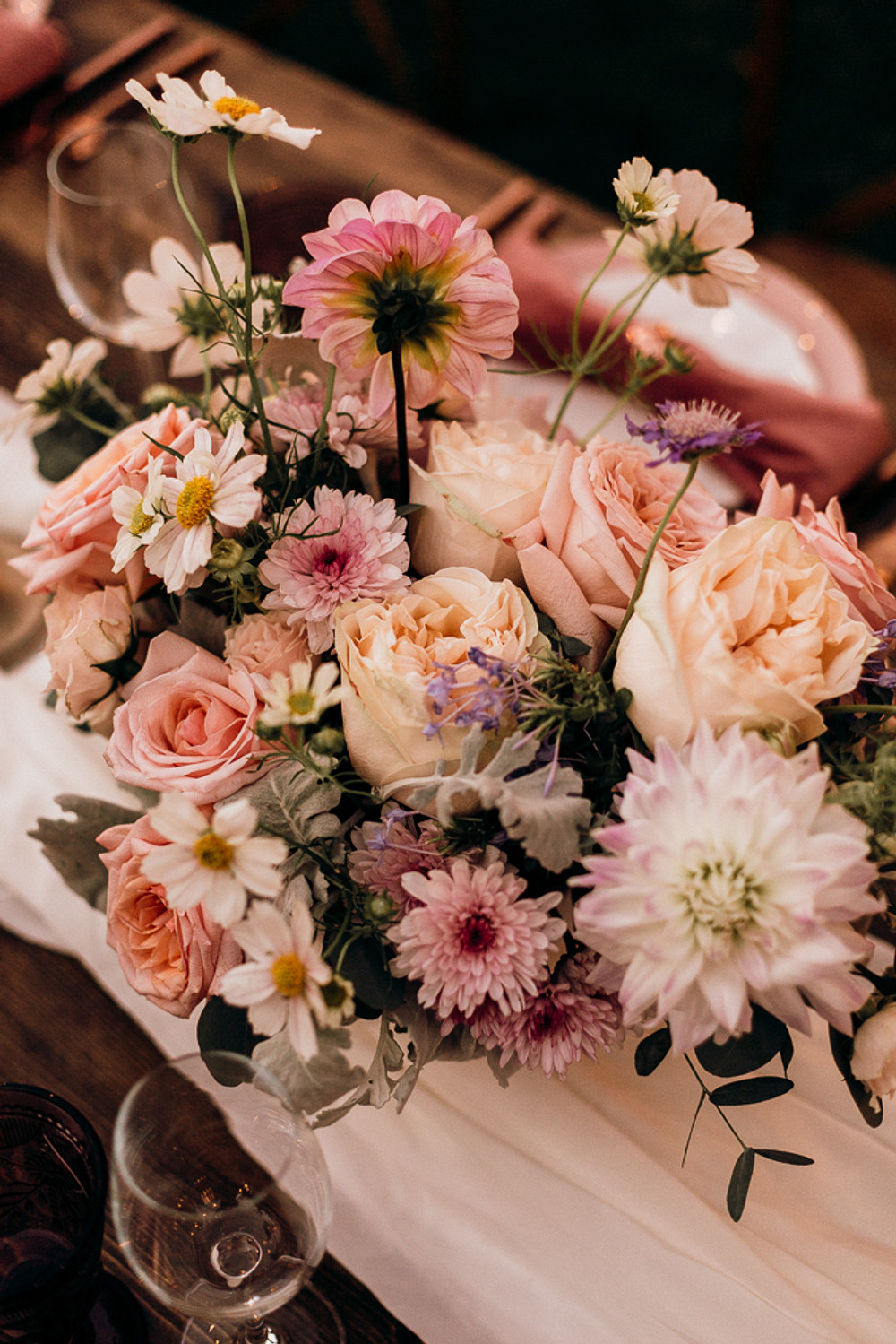 Pink Flowers Table Centrepiece Magical Fairytale Wedding Ideas Golden Vibes Photo
