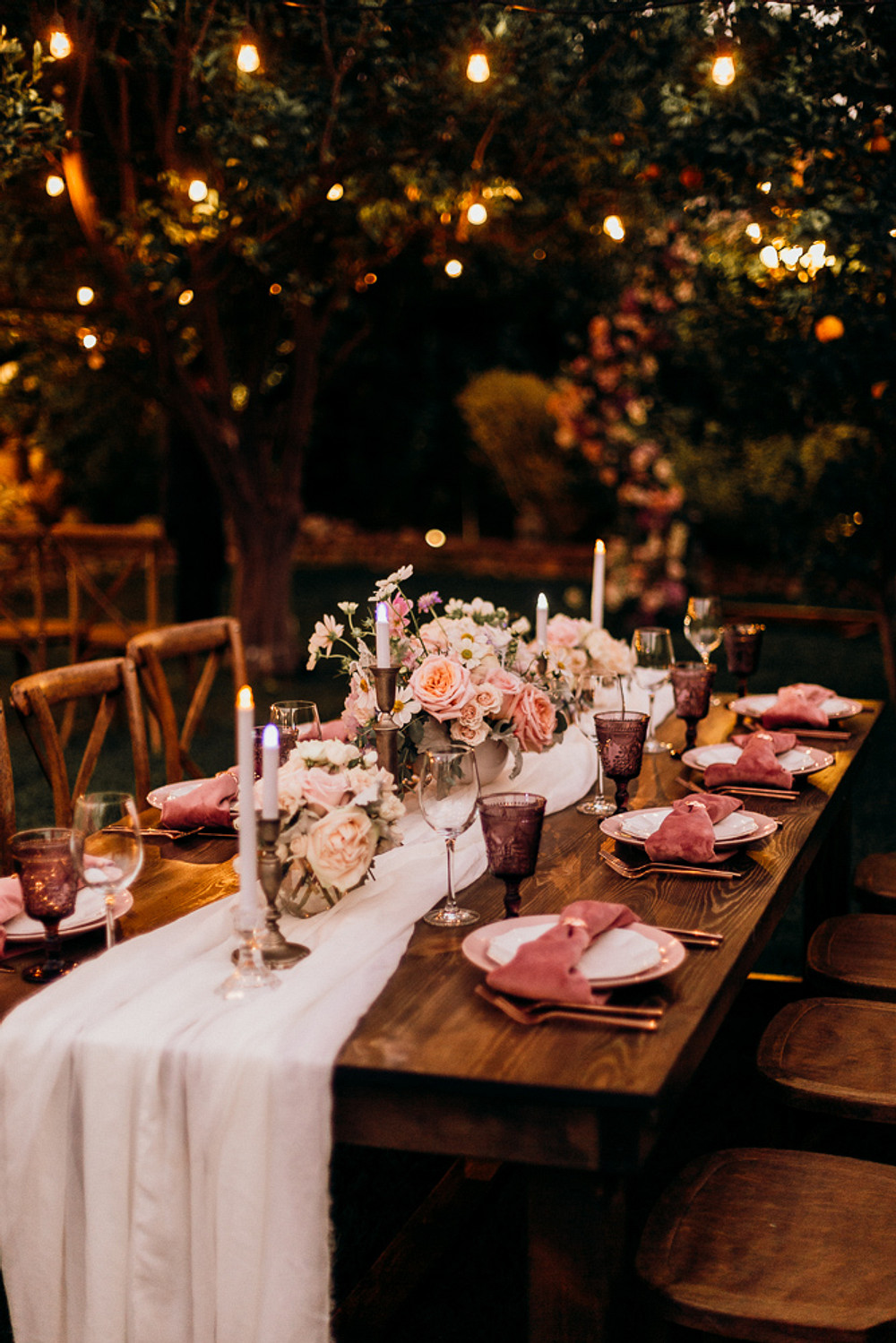 Table Tablescape Flowers Candles Runner Lighting Magical Fairytale Wedding Ideas Golden Vibes Photo