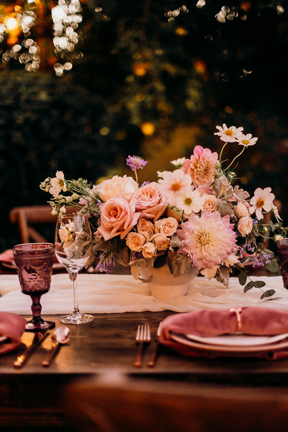 Pink Flowers Table Centrepiece Magical Fairytale Wedding Ideas Golden Vibes Photo