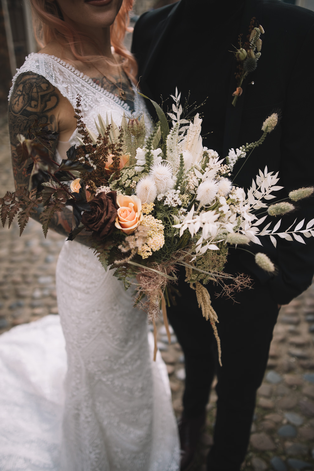 Midweek Weddings Lauren Elliott Photography Bouquet Flowers Bride Bridal Dried Flowers Grass