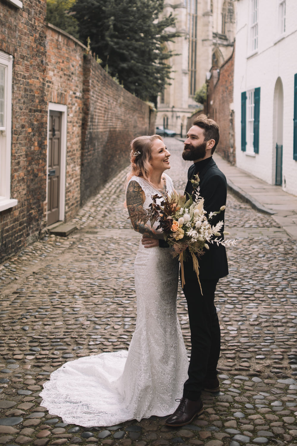 Midweek Weddings Lauren Elliott Photography Bride bridal Dress Gown Lace Tattoos