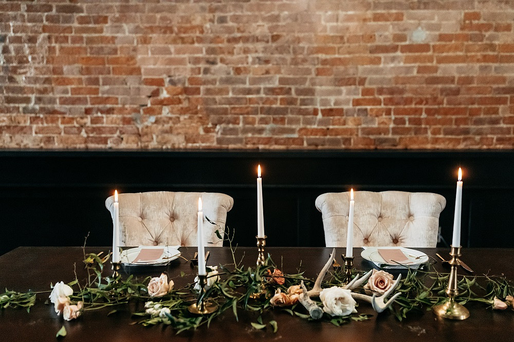 Centrepiece Flowers Decor Candles Blush Rose Modern City Wedding Ideas Alisa Nicholle Co