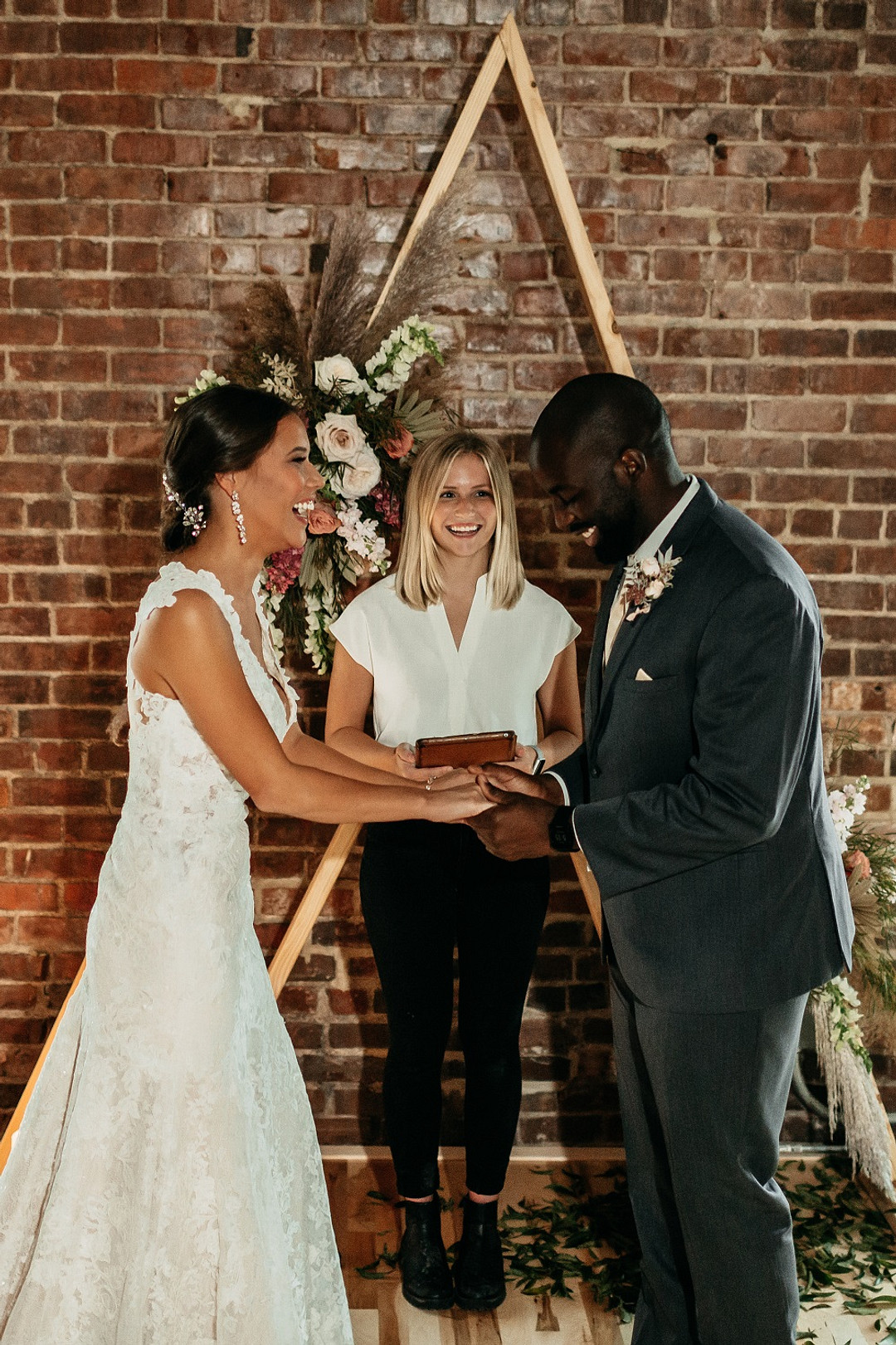 Triangle Arch Backdrop Flowers Ceremony Aisle Modern City Wedding Ideas Alisa Nicholle Co