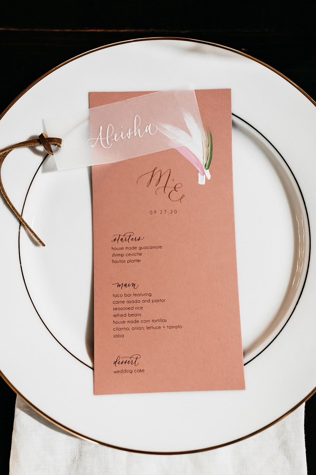 Place Setting Menu Modern City Wedding Ideas Alisa Nicholle Co