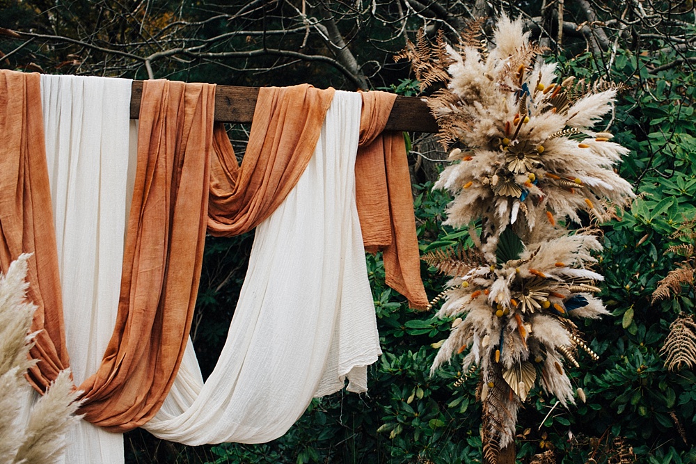 Table Tablescape Backdrop Orange Pampas Grass Decor Mustard Yellow Wedding Ideas Paola de Paola