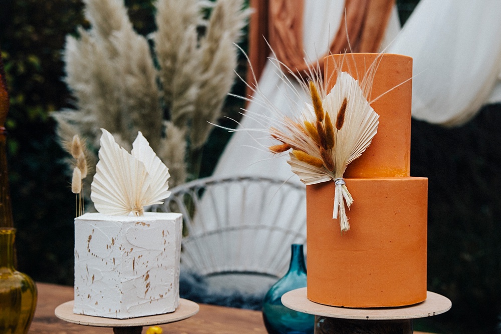 Orange Cake Dried Palm Mustard Yellow Wedding Ideas Paola de Paola