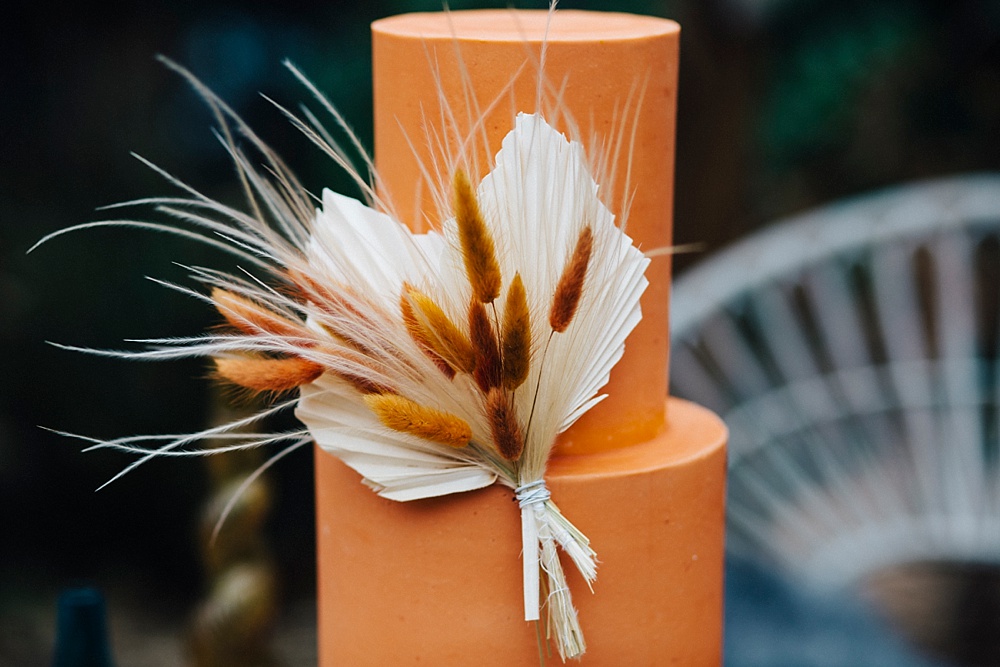 Orange Cake Dried Palm Mustard Yellow Wedding Ideas Paola de Paola