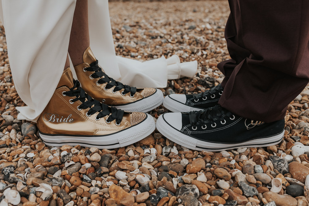 Bride Groom Converse Outdoor Beach Wedding Ceremony Lauren Knuckey Photography