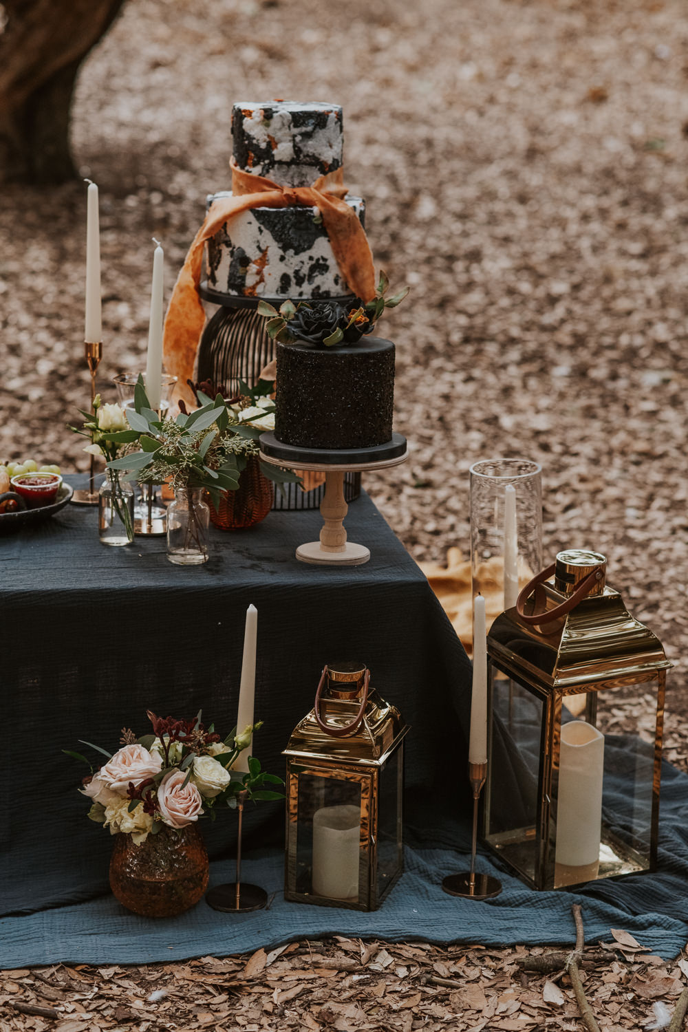 Table Tablescape Candles Flowers Cake Outdoor Beach Wedding Ceremony Lauren Knuckey Photography