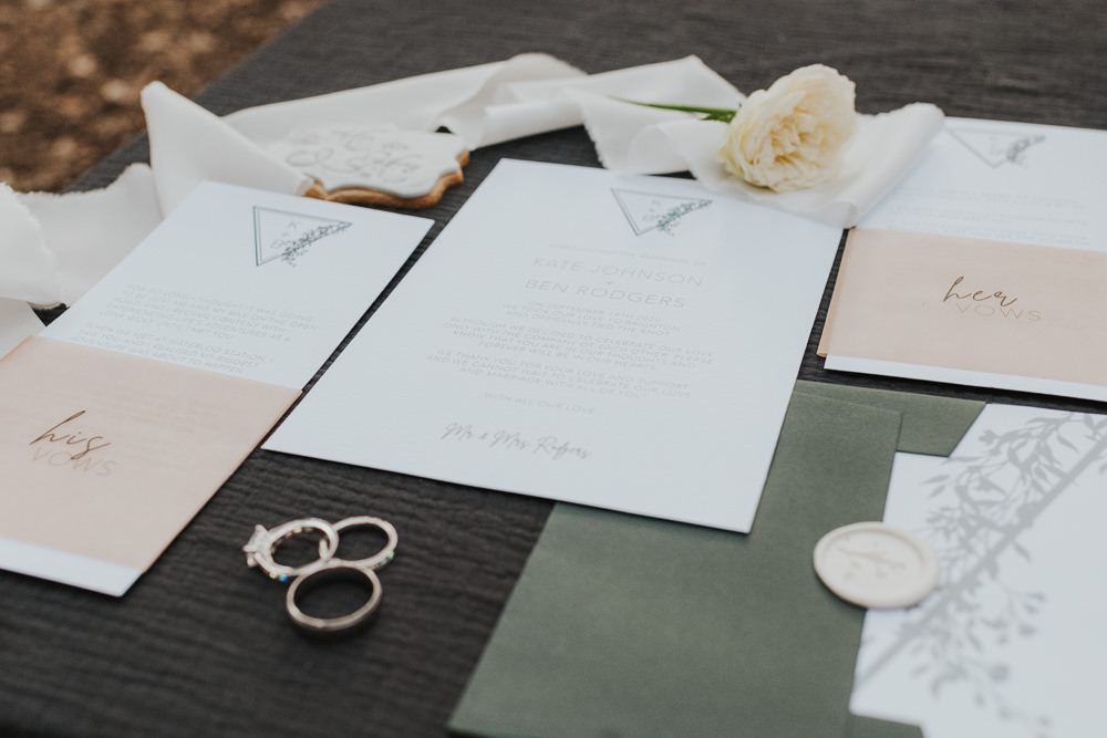 Geometric Stationery Modern Invite Invitation Outdoor Beach Wedding Ceremony Lauren Knuckey Photography