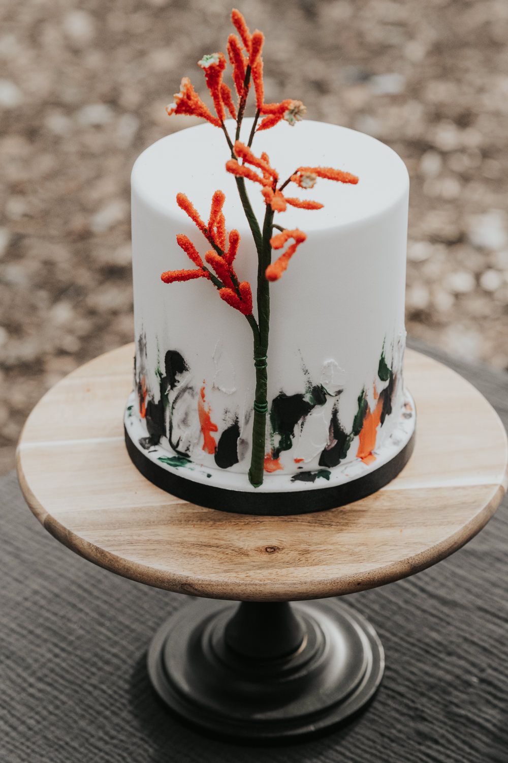 Art Brush Stroke Cake Outdoor Beach Wedding Ceremony Lauren Knuckey Photography