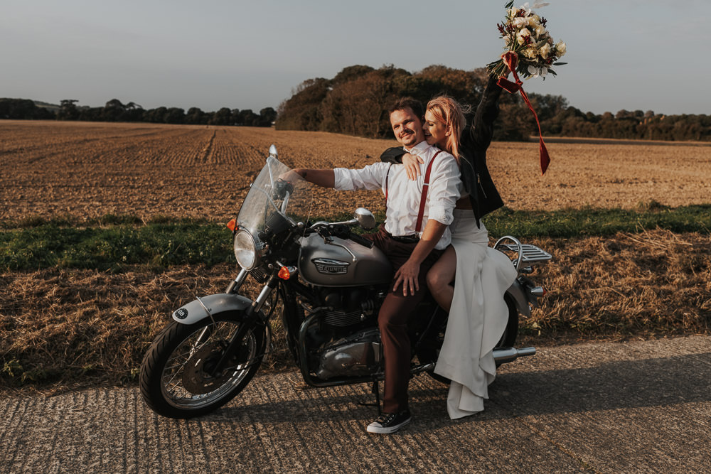 Motorbike Transport Outdoor Beach Wedding Ceremony Lauren Knuckey Photography
