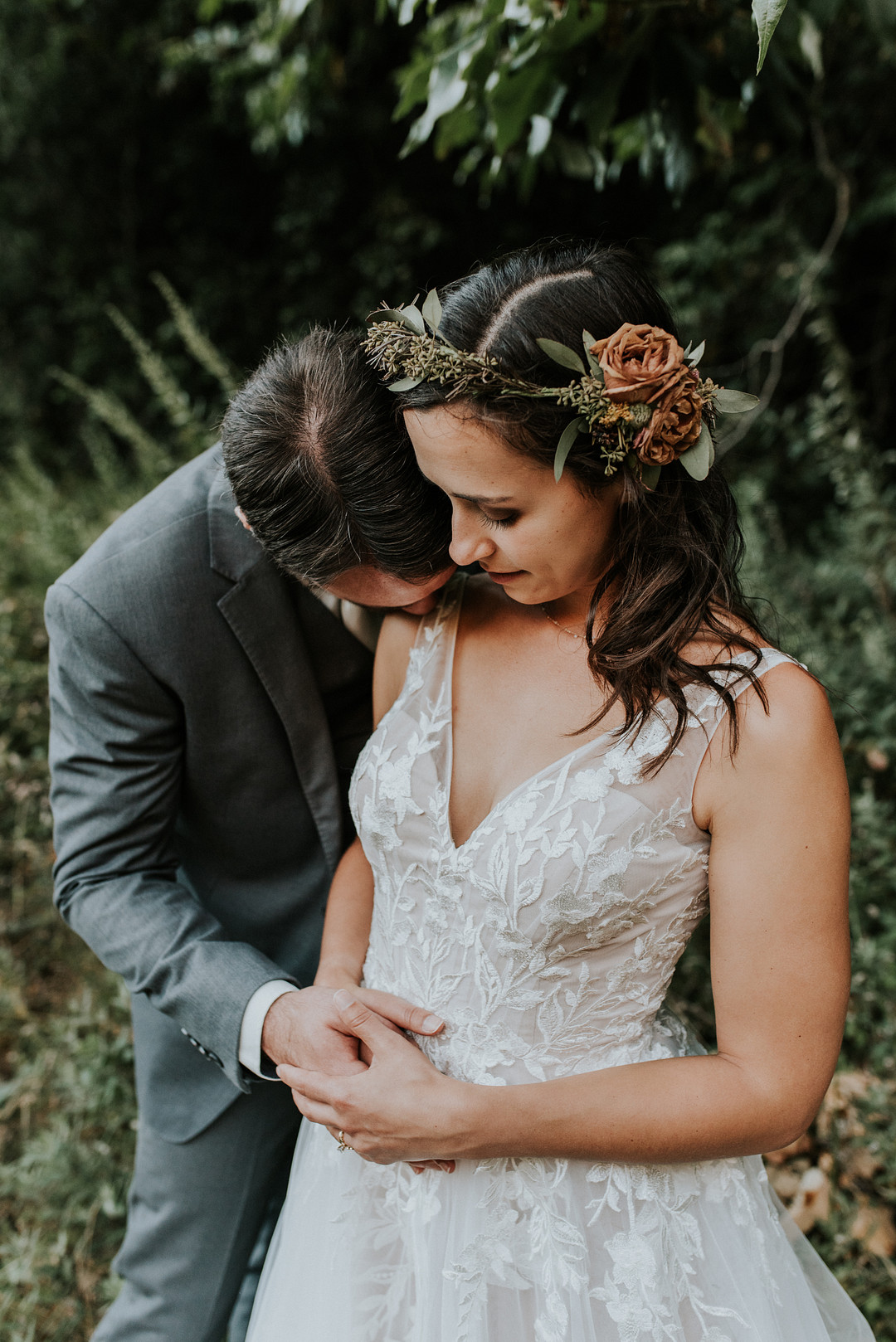 Bride Bridal Hair Style Flower Crown Redwoods Elopement Heather K Purdy