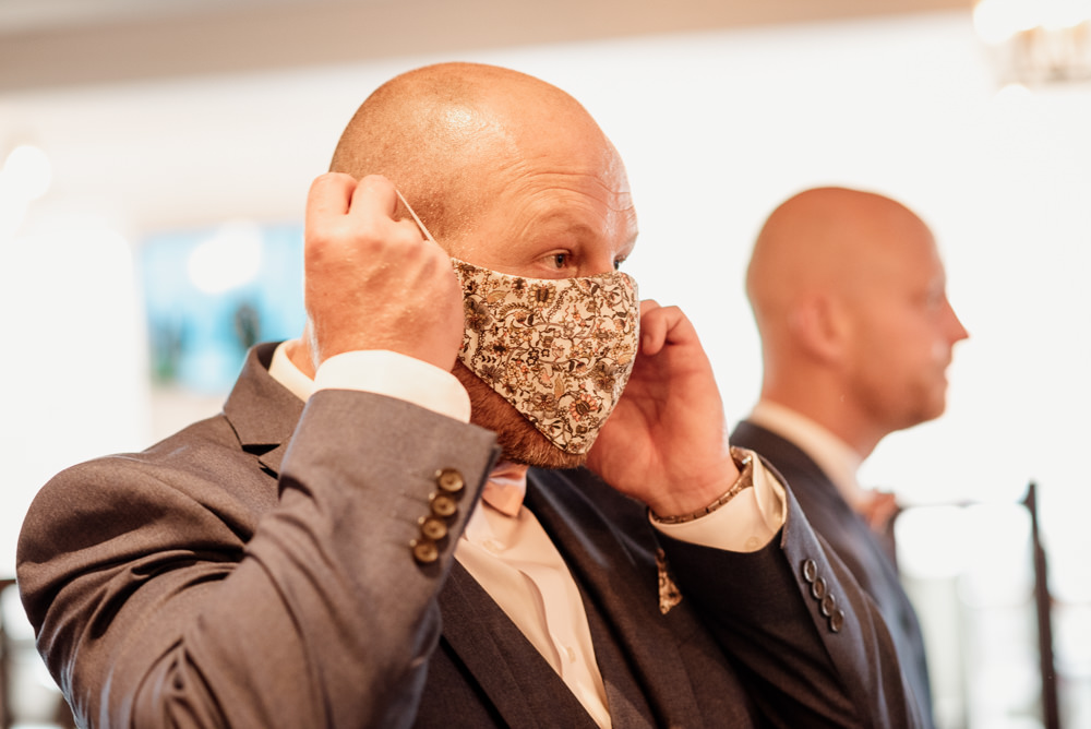 Groom Facemask Relaxed Tipi Wedding Twig and Vine Photography