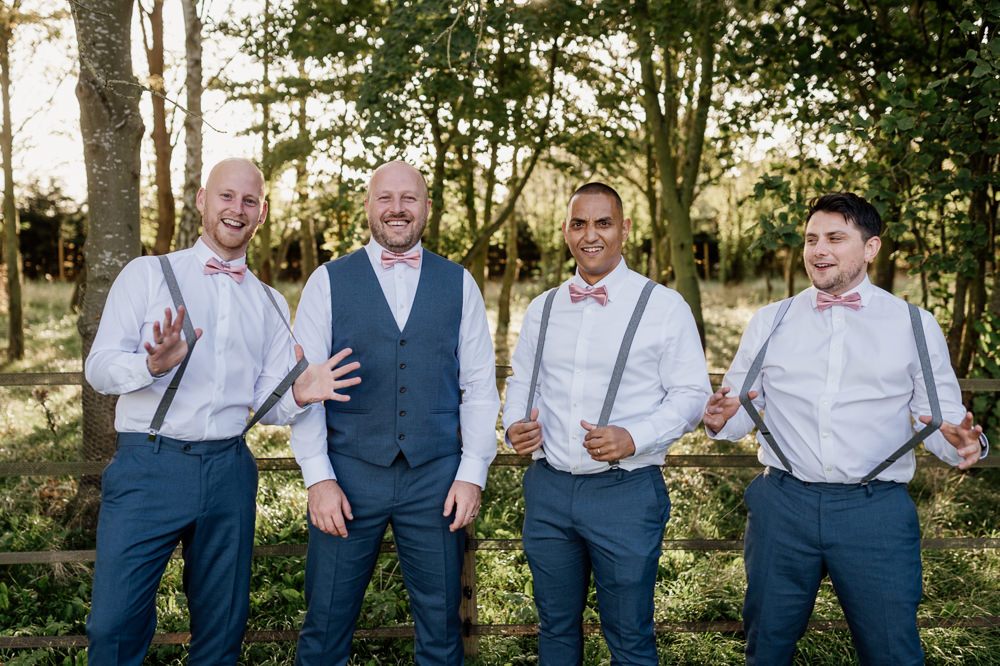 Groom Groomsmen Suit Blue Pink Bow Tie Relaxed Tipi Wedding Twig and Vine Photography