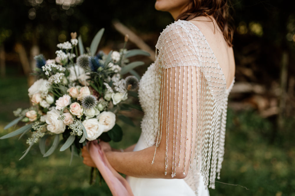 Dress Gown Bride Bridal Sottero and Midgley Beaded Fringe Back Relaxed Tipi Wedding Twig and Vine Photography