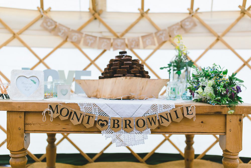 Brownie Tower Cake Stack Rustic Yurt Wedding Milk Bottle Photography