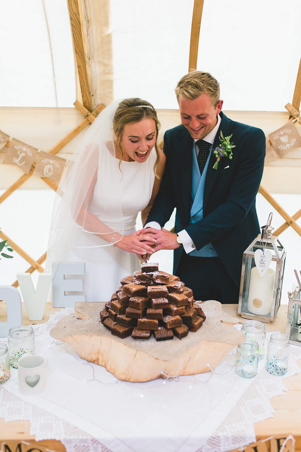 Brownie Tower Cake Stack Rustic Yurt Wedding Milk Bottle Photography