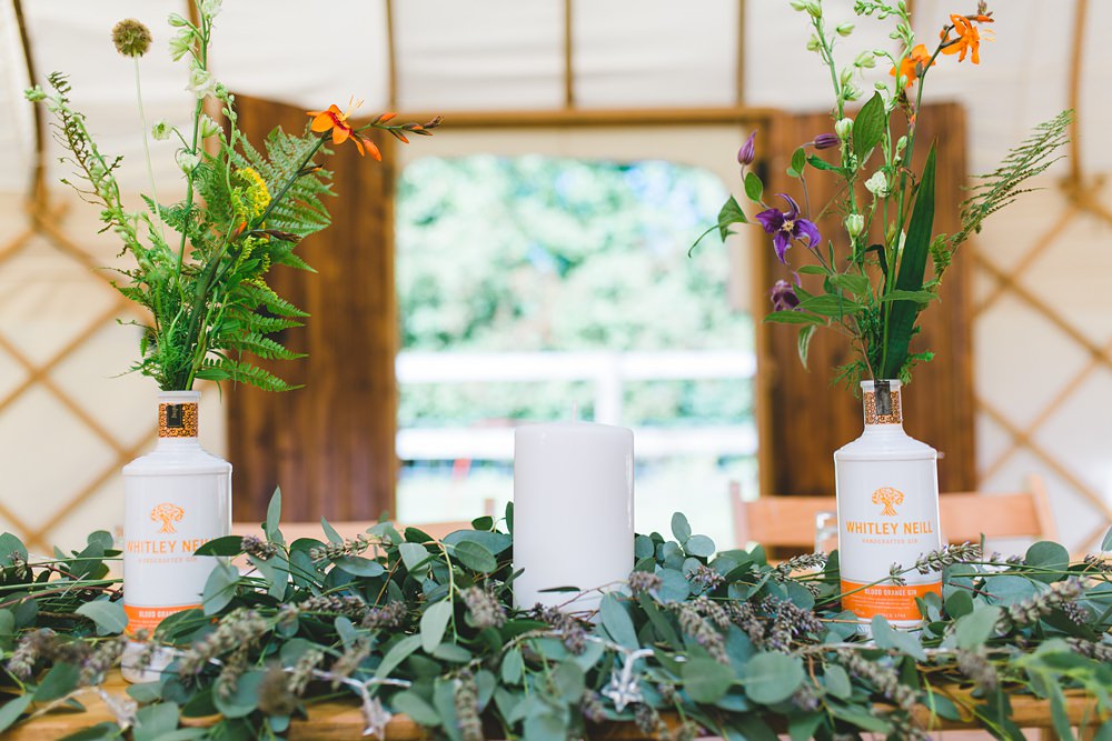 Gin Bottle Flowers Decor Rustic Yurt Wedding Milk Bottle Photography