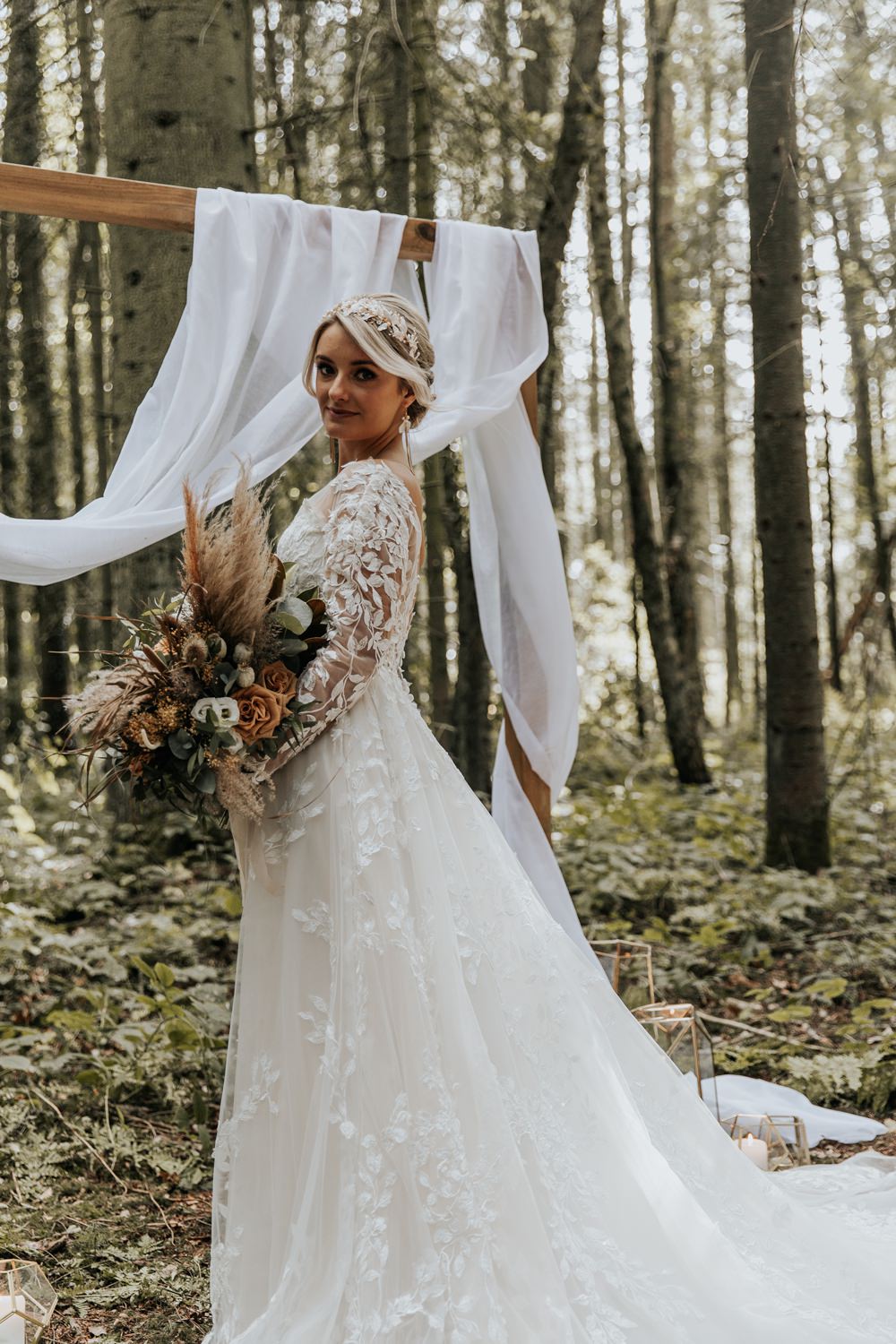Dress Gown Bride Bridal Long Sleeves Sage Green Wedding Ideas Amy Cutliffe Photography