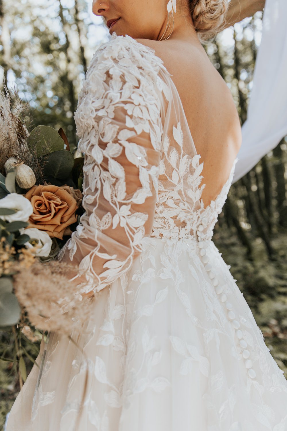 Dress Gown Bride Bridal Long Sleeves Sage Green Wedding Ideas Amy Cutliffe Photography