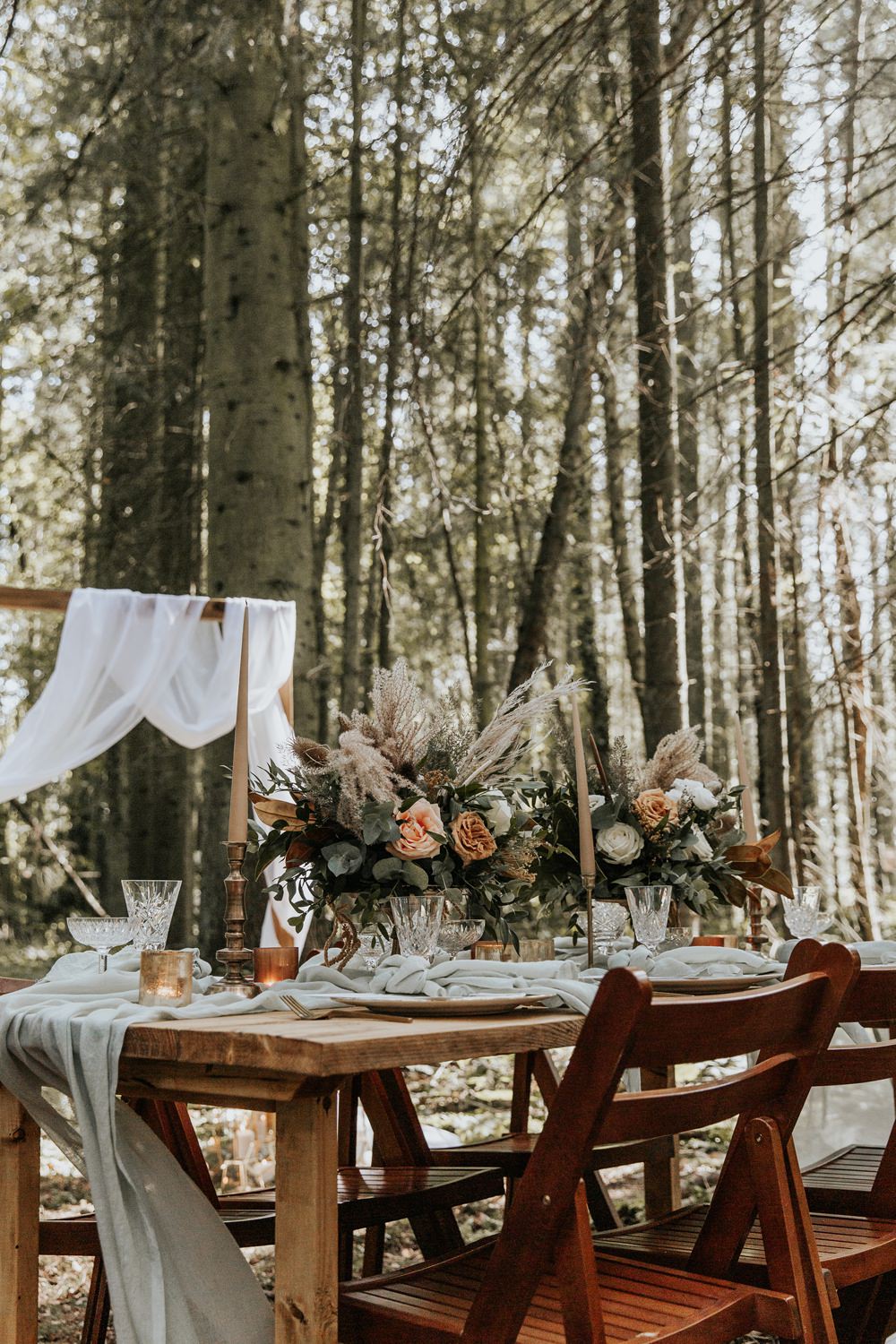 Table Tablescape Decor Candles Wooden Sage Green Wedding Ideas Amy Cutliffe Photography