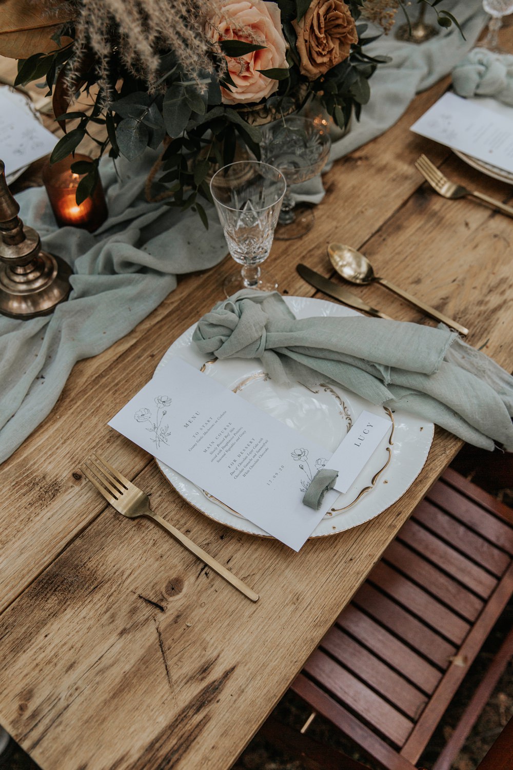 Place Setting Decor Napkin Sage Green Wedding Ideas Amy Cutliffe Photography