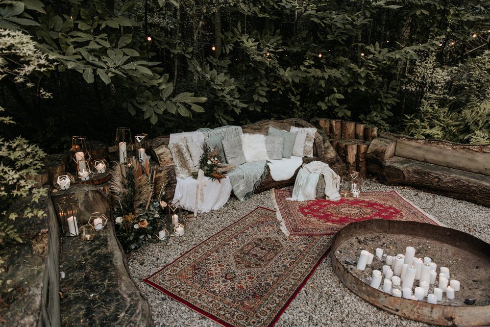 Seating Area Sofa Flowers Pampas Grass Sage Green Wedding Ideas Amy Cutliffe Photography