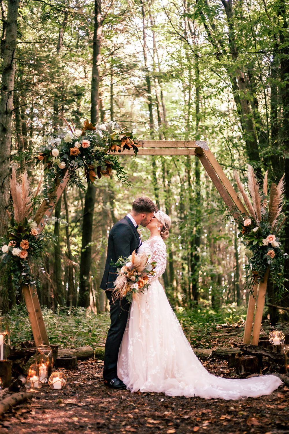 Flower Arch Pampas Grass Decor Ceremony Aisle Sage Green Wedding Ideas Kristen Kate Photography