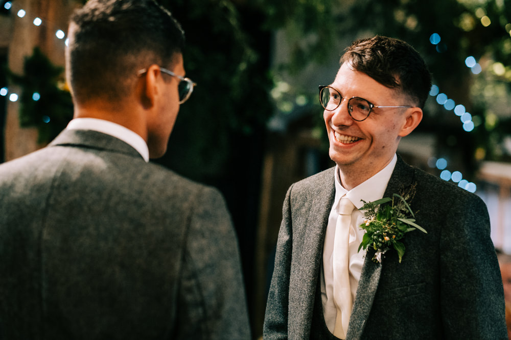 Groom Suit Grey South Farm Christmas Wedding Lee Allison Photography