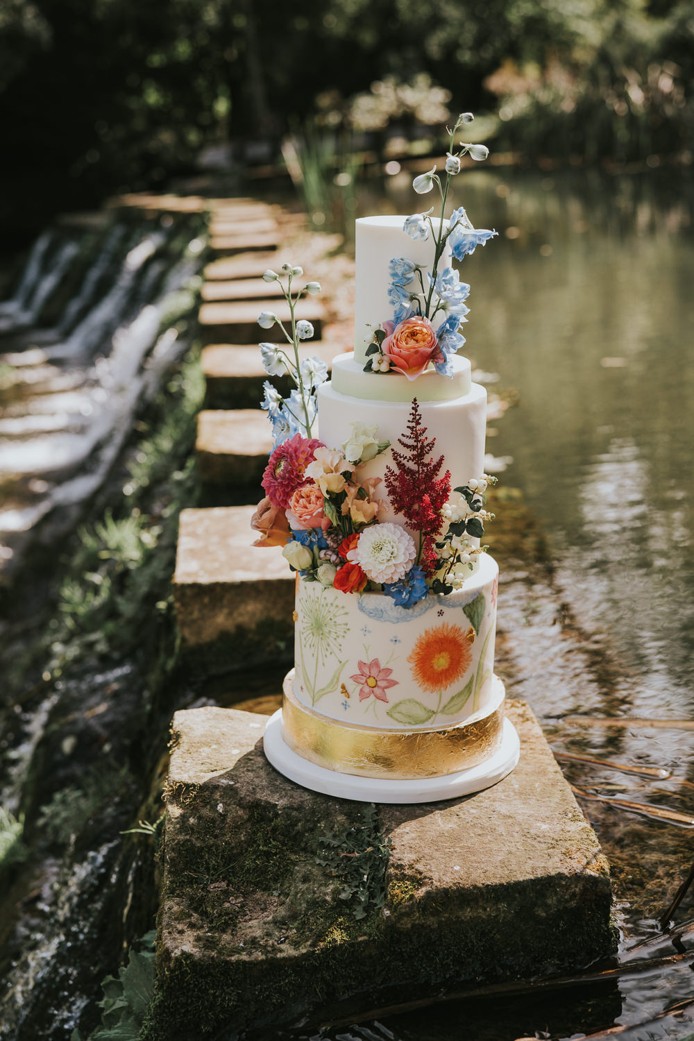 Stylish Floral Wedding Poppy Carter Portraits Cake Icing Painted Flowers