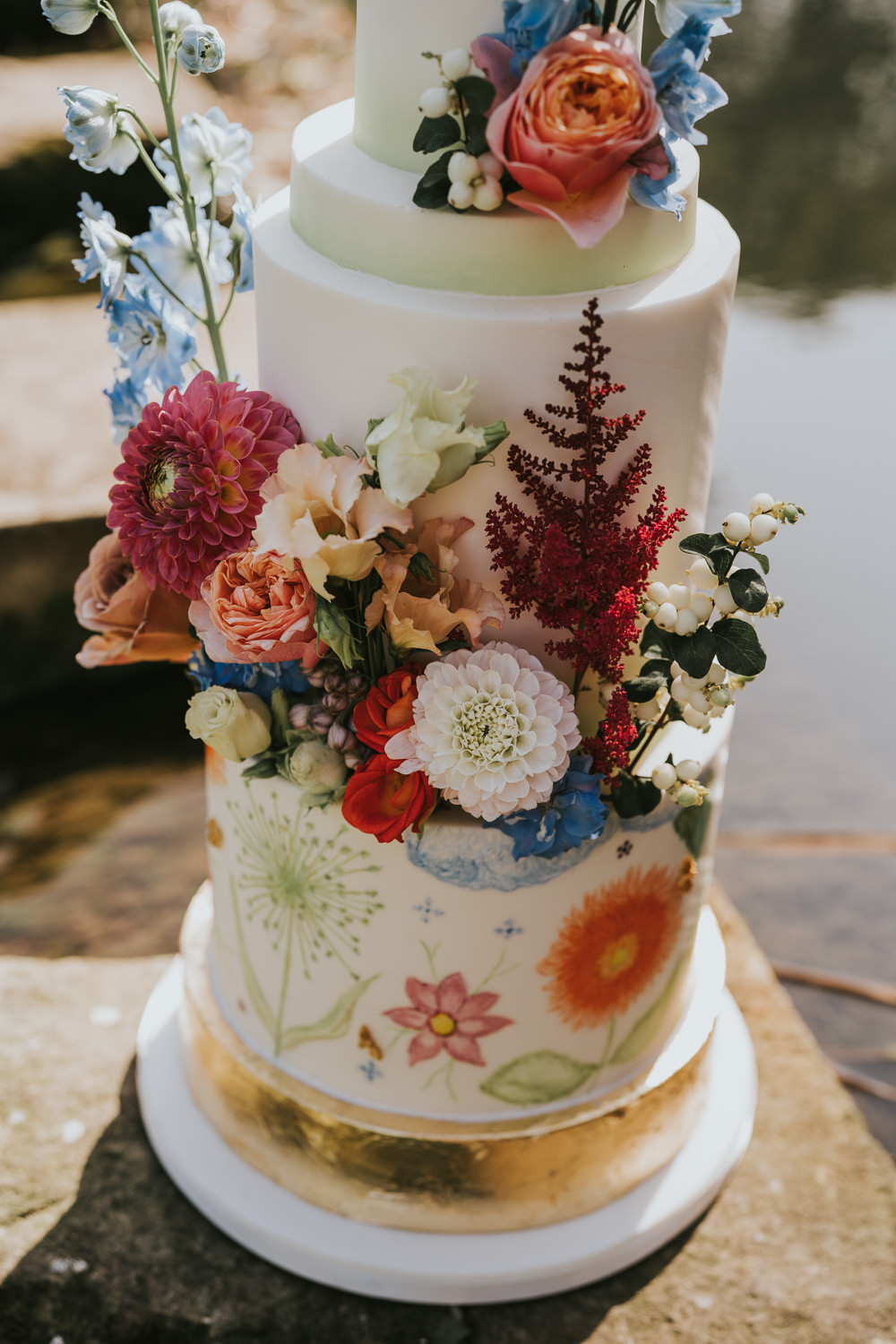 Stylish Floral Wedding Poppy Carter Portraits Cake Icing Painted Flowers
