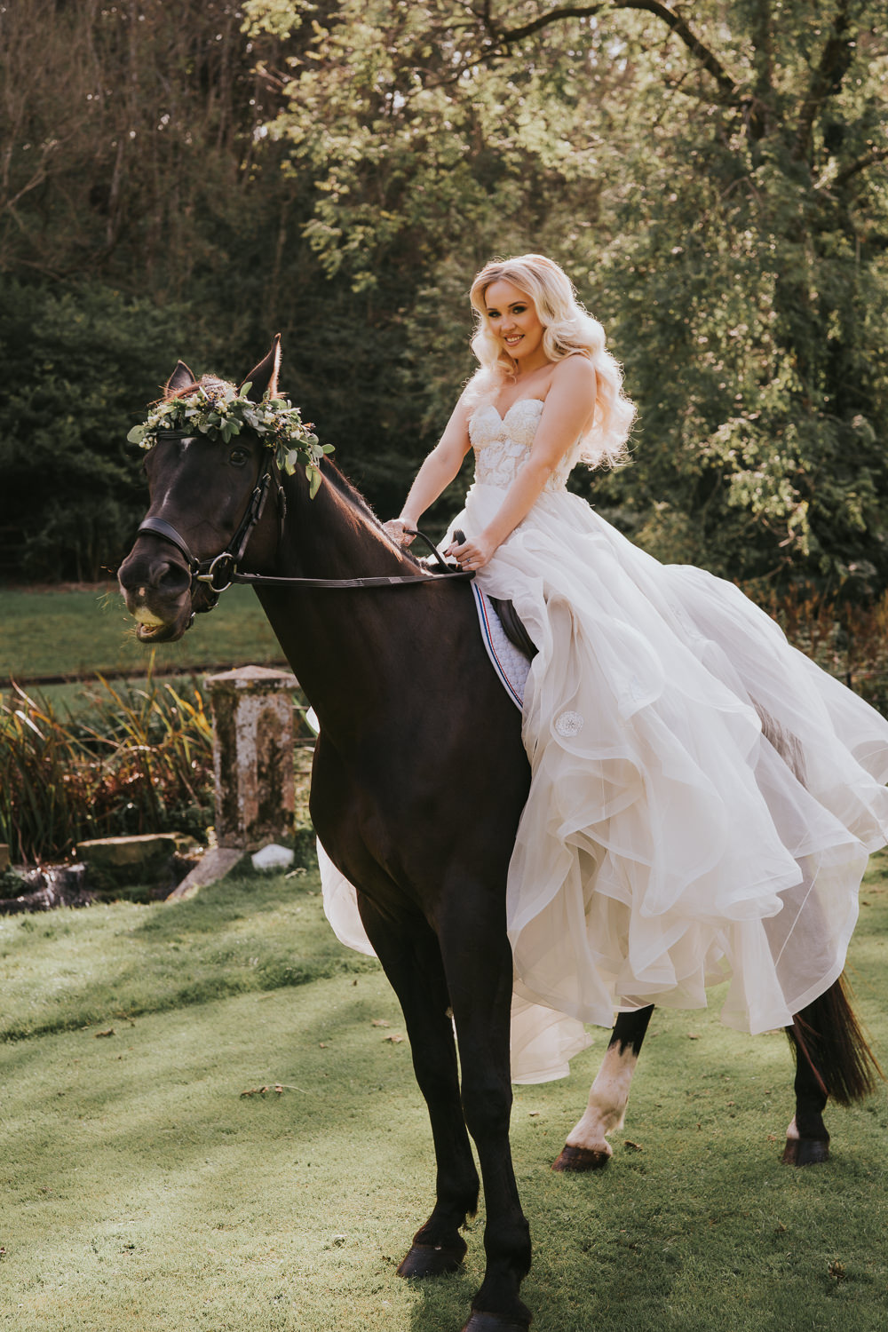 Stylish Floral Wedding Poppy Carter Portraits Horse Bride Bridal Dress Gown