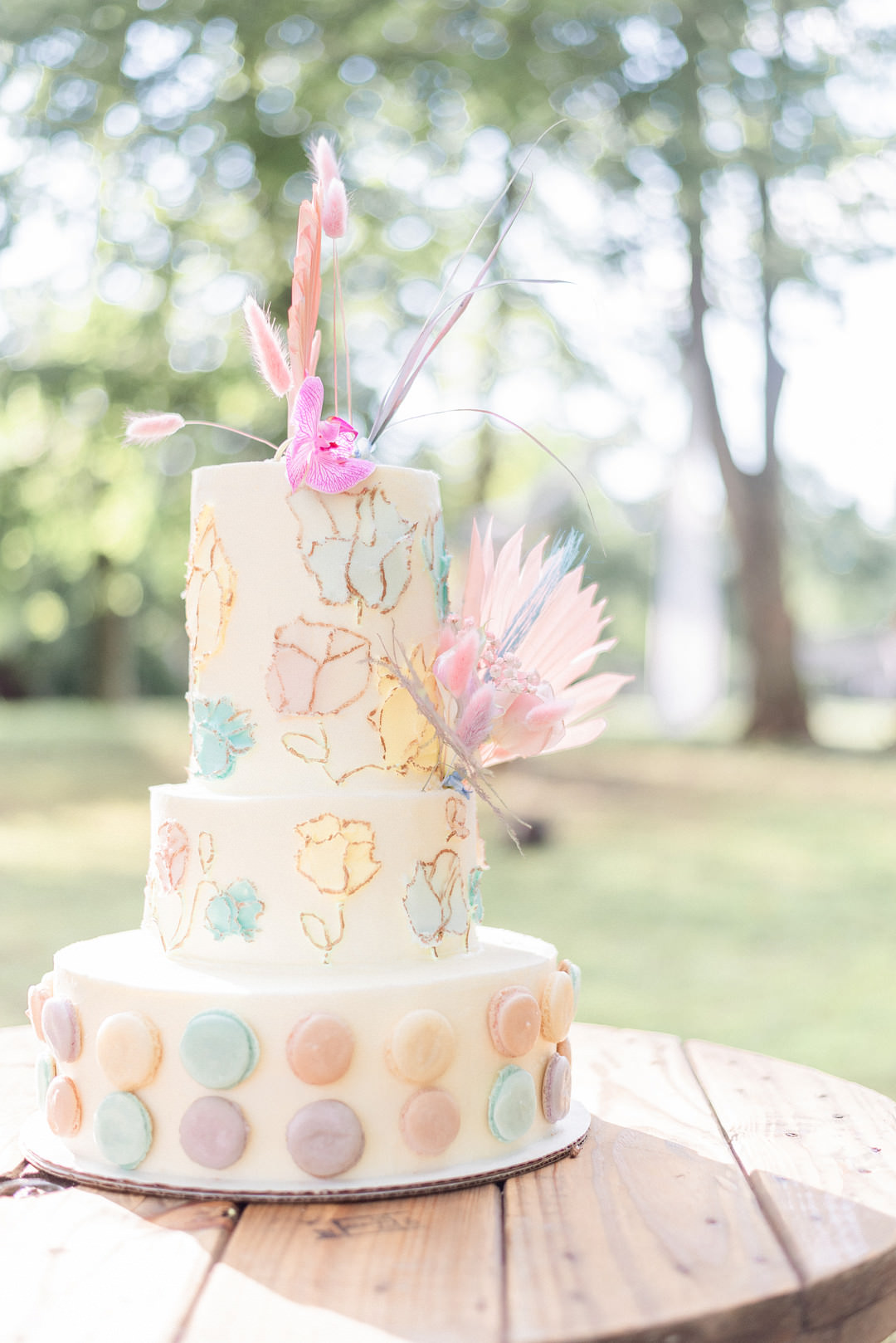 Pink Blue Cake Flowers Modern Whimsical Pastel Wedding Ideas Jennifer Nichole & Co Photography