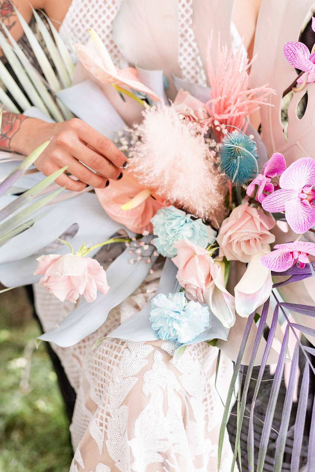Bouquet Flowers Bride Bridal Blue Pink Modern Whimsical Pastel Wedding Ideas Jennifer Nichole & Co Photography