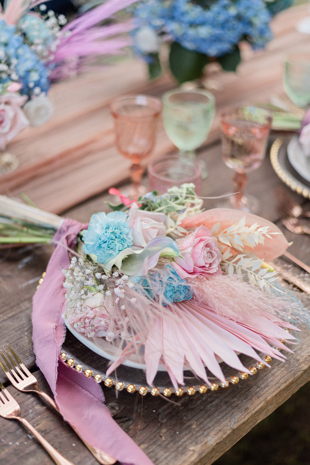 Place Setting Flowers Decor Whimsical Pastel Wedding Ideas Jennifer Nichole & Co Photography