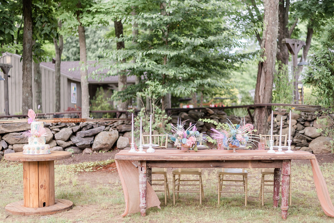  Table Decor Flowers Pink Blue Modern Whimsical Pastel Wedding Ideas Jennifer Nichole & Co Photography