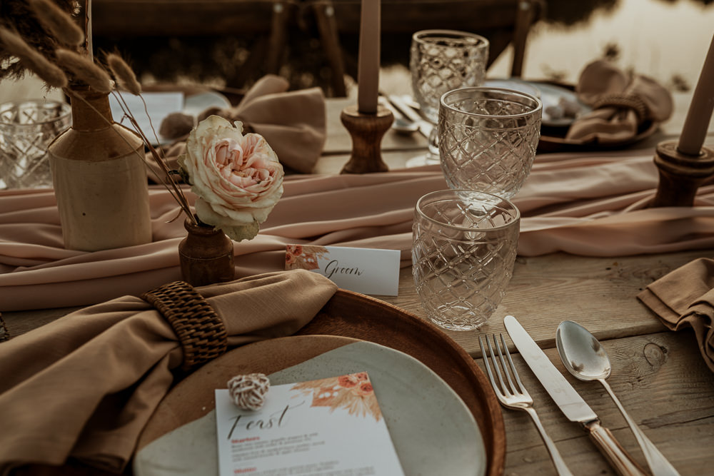 Place Setting Decor Plate Menu Crystal Wilderness Wedding Ideas Finn and the Fox Photography